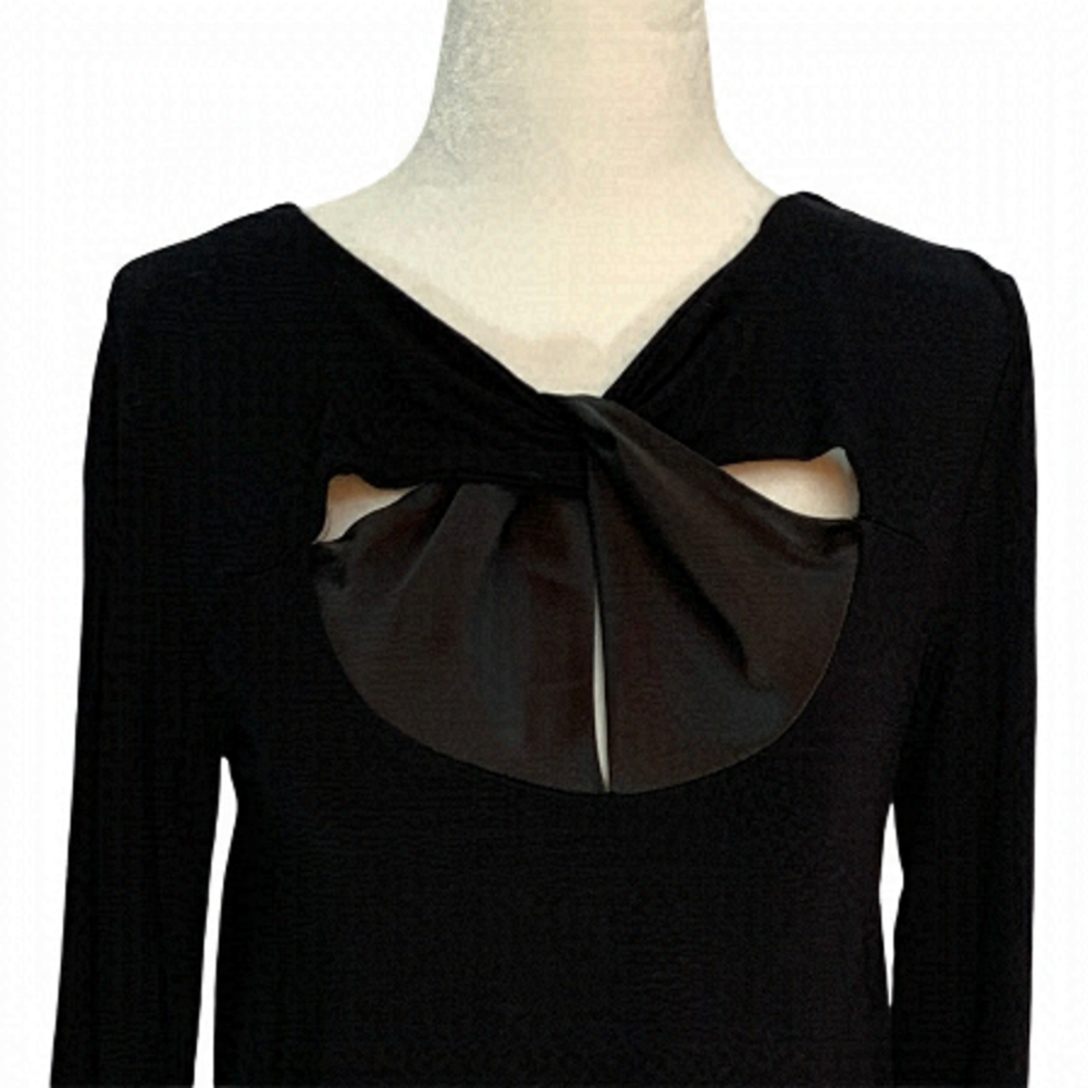 𝅺ISAAC Mizrahi🖤Black Long Sleeve Top Crossover Front Size S